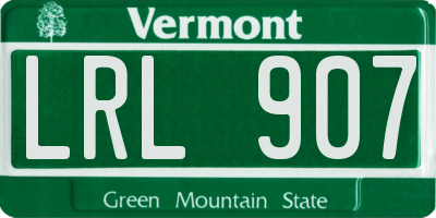 VT license plate LRL907