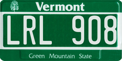 VT license plate LRL908