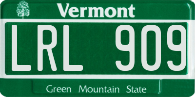 VT license plate LRL909