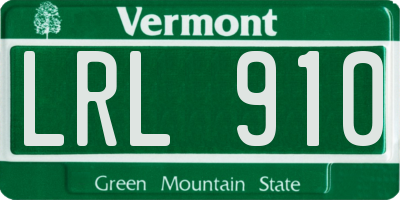 VT license plate LRL910