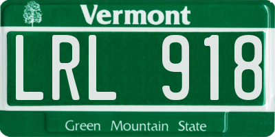 VT license plate LRL918