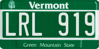 VT license plate LRL919