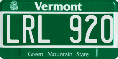 VT license plate LRL920