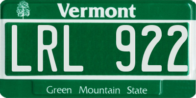 VT license plate LRL922