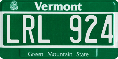 VT license plate LRL924