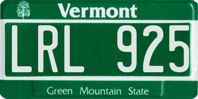 VT license plate LRL925