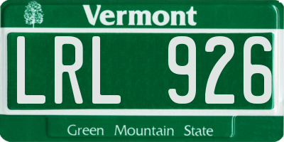 VT license plate LRL926