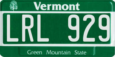 VT license plate LRL929