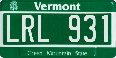 VT license plate LRL931