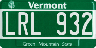 VT license plate LRL932