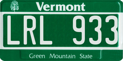 VT license plate LRL933