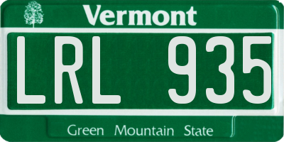 VT license plate LRL935