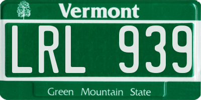 VT license plate LRL939