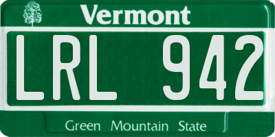 VT license plate LRL942