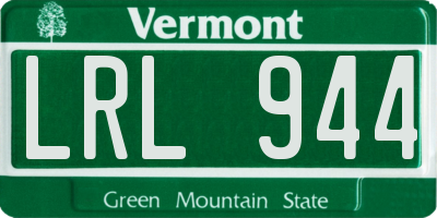 VT license plate LRL944