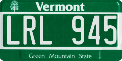 VT license plate LRL945