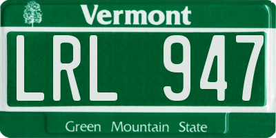 VT license plate LRL947