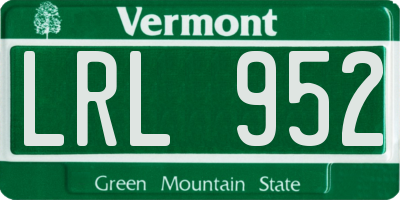 VT license plate LRL952