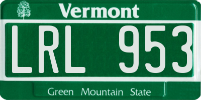 VT license plate LRL953