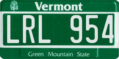VT license plate LRL954
