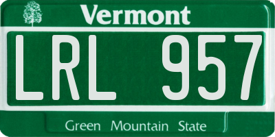 VT license plate LRL957