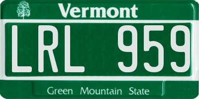 VT license plate LRL959