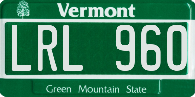 VT license plate LRL960