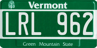 VT license plate LRL962