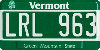 VT license plate LRL963