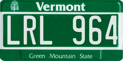VT license plate LRL964