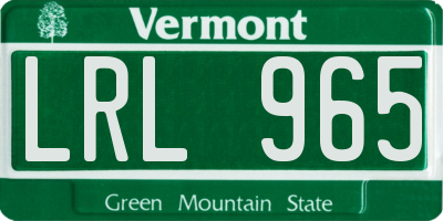 VT license plate LRL965