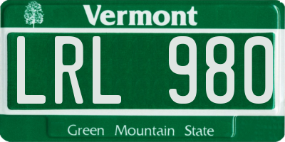 VT license plate LRL980