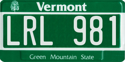 VT license plate LRL981