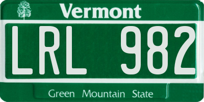 VT license plate LRL982