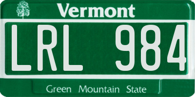 VT license plate LRL984