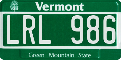 VT license plate LRL986
