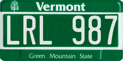 VT license plate LRL987