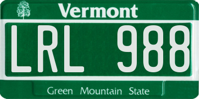 VT license plate LRL988