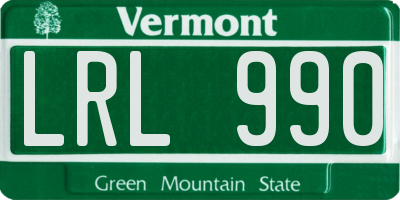 VT license plate LRL990