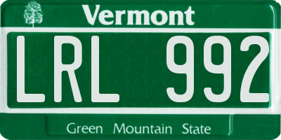 VT license plate LRL992