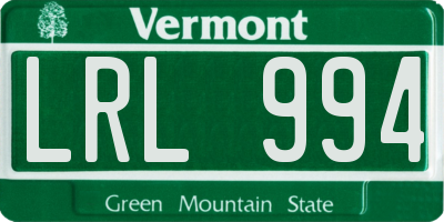 VT license plate LRL994
