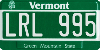 VT license plate LRL995