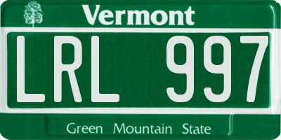 VT license plate LRL997