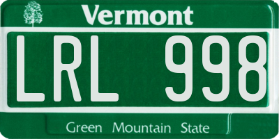 VT license plate LRL998