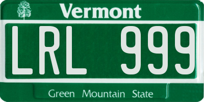 VT license plate LRL999