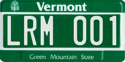 VT license plate LRM001