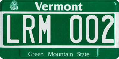 VT license plate LRM002
