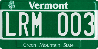 VT license plate LRM003