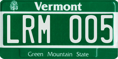 VT license plate LRM005