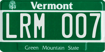 VT license plate LRM007
